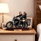 Personalized 3D Effect Motorcycle Cartoon Photo Couple Figurine Custom Motorcycle Enthusiast Desktop Decoration Gift'S For Boyfriends Fathers Office Garage Company Computer Desk Decoration (Motorcycle cartoon)