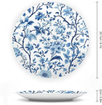 Chinese Blue and White Porcelain Ceramic Decorative Plate, Pattern Decorative Dish with Stand, Blue Bone China Decorative Plates Art Porcelain Plate for Living Room Hallway Table Decor