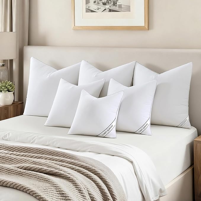 MIULEE 18x18 Inch Pillows Inserts, Pack of 4 Down Alternative Virgin Filling Comfy Support Throw Pillows for Sofa Couch Bed