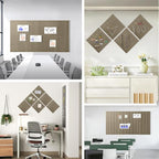Large Cork Board for Office, 8 Pack Felt Wall Tiles with Slat Wall Paneling and Safe Removable Adhesive Tabs, Felt Bulletin Board Pin Board Cork Boards for Walls - Light Brown