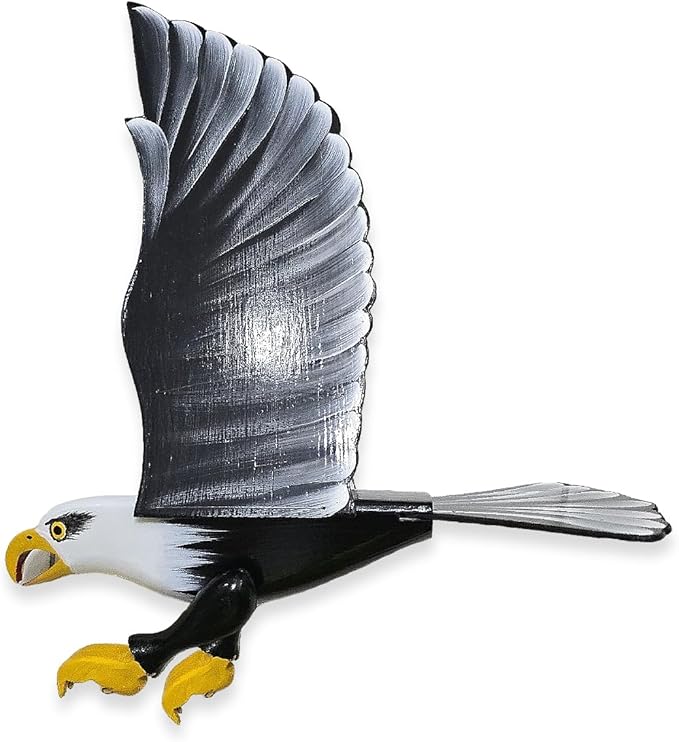 WitnyStore Wooden Bird Mobile 25" Black Flying Eagle Hand Made Painted Wood Flapping Wing Birds Hanging Ceiling Decor Wind Chimes Handcrafted Art Animal Decorative Collectibles Décor Gifts Souvenirs