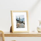 Vittanly 8x10 Picture Frames Set of 9, Shatter Resistant Plexiglass, Display 5x7 Pictures with Mat or 8x10 without Mat, Photo Frames for Wall or Tabletop, Engineered Wood, OAK
