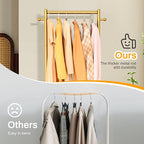MISSLO Small Clothes Racks for Hanging Clothes Clothing Rack with Wheels 60" Garment Rack with Shelves Portable Rolling Wardrobe Rack for Small Space (Gold)