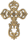 Sungmor Vintage Cast Iron Cross Wall Decor, 9.8" Tall Heavy Duty Rustic Gold Finish Wall Sculpture,Ornate Metal Art Farmhouse Home Decor