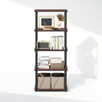 Furinno Turn-N-Tube Book Shelf, 5-Tier Bookshelf, Bookcase with Multipurpose Compact Display Rack, 11.6 x 23.6 x 57.4, for Living Room, Bedroom, Home Office, Dark Cherry/Black