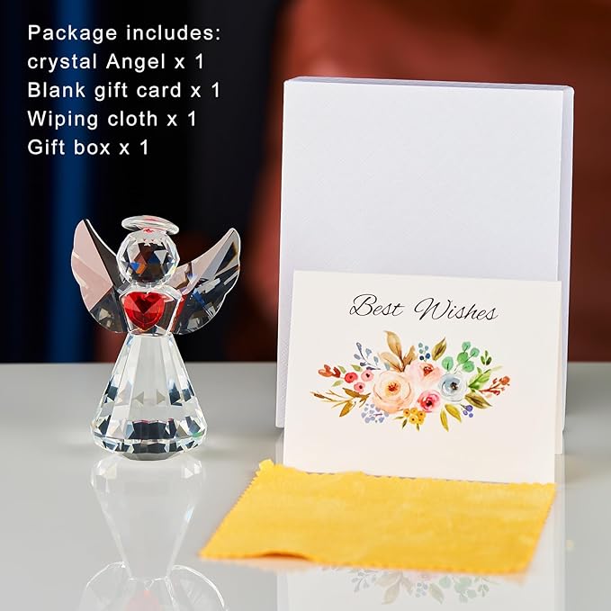 Crystal Guardian Angel Figurine Decoration, Glass Guardian Angel Statue Christmas Birthday Gifts for Girl Women Girlfriend Daughter, Art Collectible Figurines Home Decor (Angel -Clear)
