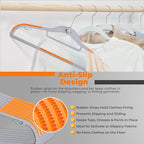 Plastic Hangers 100 Pack, Cascading Slim Space Saving Clothing Hangers with 360° Rotating Hook, Non Slip Clothes Hangers for Sweater Shirt, Heavy Duty Coat Hanger with Inner Hook for Closet, Grey