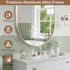 Brushed Nickel Mirror, 17"x30" Oval Bathroom Mirror, Oval Mirror with Brushed Metal Frame, Wall Mount Mirrors Decor for Bathroom, Bedroom, Entryway (Hangs Horizontally or Vertically)