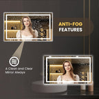 LOAAO 68"x36" LED Bathroom Mirror with Lights, Anti-Fog, Dimmable, Backlit + Front Lit, Lighted Bathroom Vanity Mirror for Wall, Memory Function