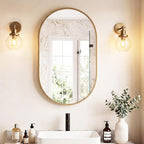 Sweetcrispy 24" x 36" Gold Bathroom Mirror for Wall, Oval Wall Mirrors with Metal Frame, Tempered Glass, Modern Vanity Mirror for Over Sink, Living Room, Bedroom, Entryway, Horizontal or Vertical