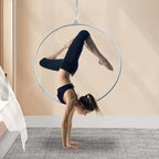 Aerial Hoop Kit 35inch/ 90cm Professional Single-Point Aerial Yoga Hoop Equipment Complete Stainless Steel Circus Aerial Ring Set for Fitness Dancing Training Performance