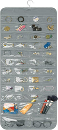 Bloss Hanging Jewelry Organizer With 90 Pockets,Earring Holder Organizer Storage For Valentine's Day Gift,Double-Sided Jewelry Holder for Earrings, Necklaces, Rings on Closet,Wall,Door(Grey)