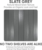 Homeforia 36 inch Gray Floating Shelves, High End Solid Real Wood 36inch Floating Shelf for Wall Mounted, Grey Wooden 36 inches Long Floating Shelves, Heavy Duty Bracket, 36 X 6.5 X 1.75 in, Set of 2