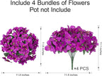 Faux Bougainvillea Artificial Flowers Plants for Outdoors Spring Decor, 4 Bundles Realistic Bougainvillea UV Resistant Faux Flowers for Outdoor Planters Porch Patio Window Garden Home, Fuchsia