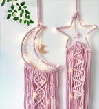 Dream Catchers Star Moon Dream Catcher Pink Room Decor, Macrame Dream Catcher Girls Teenager Bedroom Wall Decor,Boho Dreamcatcher Girls Room Decoration Teen Girl Gifts for Women Birthday Gifts Mother