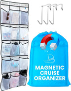 Cruise Ship Magnetic Door Organizer, Over The Door Organizer For Cruise Ships, Magnetic Shoe Rack - 3 Strong Anti-Scratch Magnets - Large Durable Pockets To Store Cruise Essentials 2026