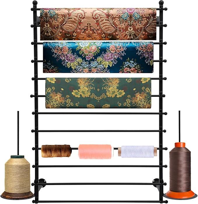 12-Tier Wall Mounted Scarf Rack, Scarf Display Rack, Towels Storage Hanger, Commercial Hijab Scarf Holder Organizer Space Saving for Retail Stores, Boutiques, Home (Black, 31.5in Width)