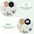 Mindsoft 16 Pcs Hexagon Cork Board for Walls with 50 Wooden Push Pins 12x10 in Felt DIY Tiles Notice with Nano Tape Hanging Bulletin Board for Home Photo Office Memo Note (Green)