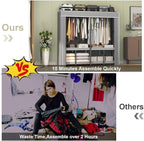 95% Assembled 75" L Heavy Duty Clothes Rack with Cover, Premium Freestanding Portable Clothes Rack, Strong Foldable Garment Rack for Hanging Clothes, Black