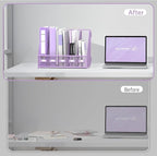 SUPEASY Desk Organizers Metal Desk Magazine File Holder with 5 Vertical Compartments Rack File Organizer for Office Desktop, Classroom, Home Workspace, Purple Plus