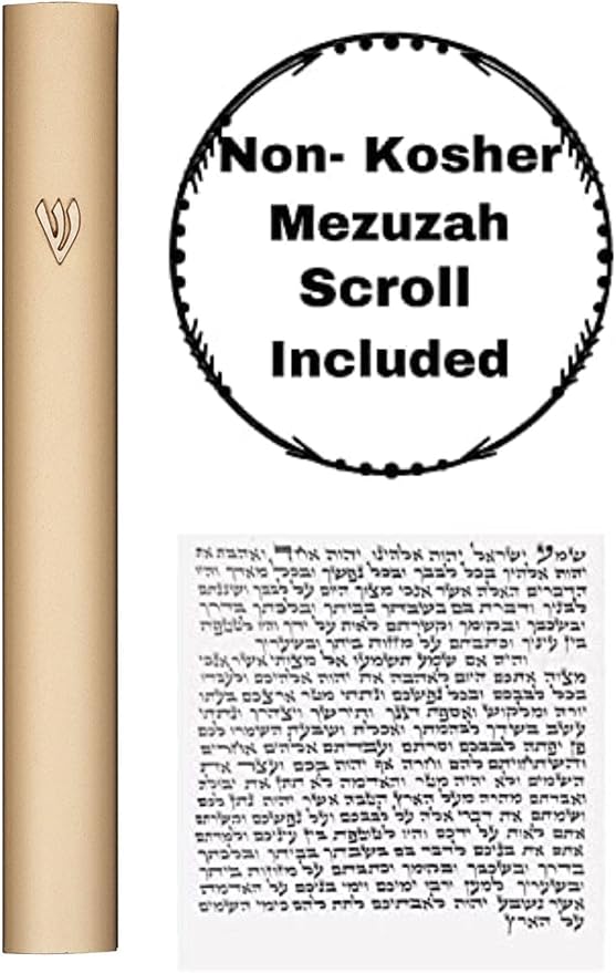 A&S Mezuzot Alumium Mezuzah Case in Silver Shin Design Weatherproof Door Mezuza Judaica Art for Home Blessing (Gold, 7 Inches)
