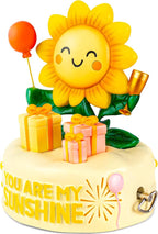 Bowu You are My Sunshine Music Box Decor – Sunflower Figurine with Wind up, Collectible Gift for Mom, Daughter, Girlfriend, Desk & Home Ornament