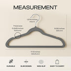 Utopia Home Velvet Hangers 150 Pack – Luxury Non-Slip Slim Pant & Coat Hangers, Strong Space-Saving Clothes Hangers with Pants Bar and 360° Swivel Hook – Grey