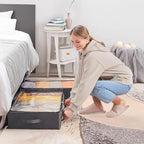 90L Under Bed Storage Containers, Closet Organizers and Storage Bins, Foldable Underbed Storage Bags for Blankets, Towels, Comforter, Sweaters, Linen Sheets, Wrapping Paper (Black, 4 Pack)