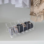 Sparkle Race Acrylic Belt Organizer for Closet Drawer, Clear Belt Rack Storage, 2pcs Belt Holder Display Case with 3 Compartments, Men Women Home Desktop Belt Box for Ties, Watches, Jewelry