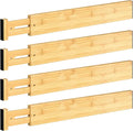 DUCOO 4 PCS Drawer Divider, 17"-22" Adjustable Bamboo Drawer Dividers Organizers, Expandable Separators for Kitchen, Clothes, Dressers, Home, Office