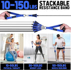 WALITO Resistance Bands Set - Exercise Bands with Handles, Door Anchor, Legs Ankle Straps, for Heavy Resistance Training, Physical Therapy, Muscle Training, Yoga, Home Workouts, Gym