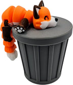 Articulating Animals Raccoon, Fox, Panda, Skunk, Possum with Containers - 3D Printed Articulated Joints ADHD, Autism, Relief Anxiety, Collectible Figurines (Fox Trash Can)
