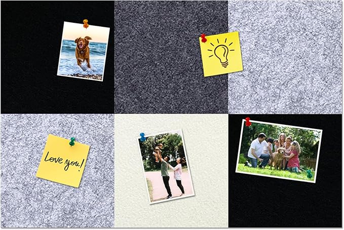Square Felt Cork Bulletin Board Tiles, Self Adhesive DIY Felt Pin Board for Wall 30" x 20" with 35 Pushpins for Office School Home Wall Decor Stickers Memos Photos Display (Gradual Grey)