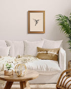 VIYYIEA Vintage Gold Framed Wall Art for Living Room, Birds Canvas Prints Home Decor, Sketch Painting Picture, Bedroom Wall Decor Gifts for Friends or Family -【Hummingbird】-(16L x 12W)