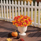 8 Pcs Fake Fall Flowers Artificial Petunias for Outdoor Decorations, Faux Fall Flowers for Outside UV Resistant Realistic Plants for Garden Porch Patio Indoor Autumn Decor(Orange Yellow)