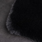 Ghouse Faux Rabbit Fur Round Rug 3ft Black Round Rugs for Bedroom Decor Fluffy Area Rugs for Living Room, no-Shedding Carpet Sheepskin Washable Rug Rome Decor