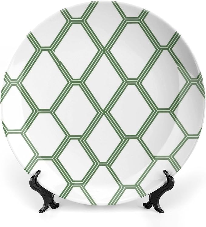 Grey Sage Green Mid Century Ceramic Decorative Plate of 6", 7", 9", 10", Custom Geometry Porcelain Dessert Plate Set, Art Decoration Household Decorations Wedding, Including Bracket And Special Hook