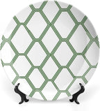 Grey Sage Green Mid Century Ceramic Decorative Plate of 6", 7", 9", 10", Custom Geometry Porcelain Dessert Plate Set, Art Decoration Household Decorations Wedding, Including Bracket And Special Hook