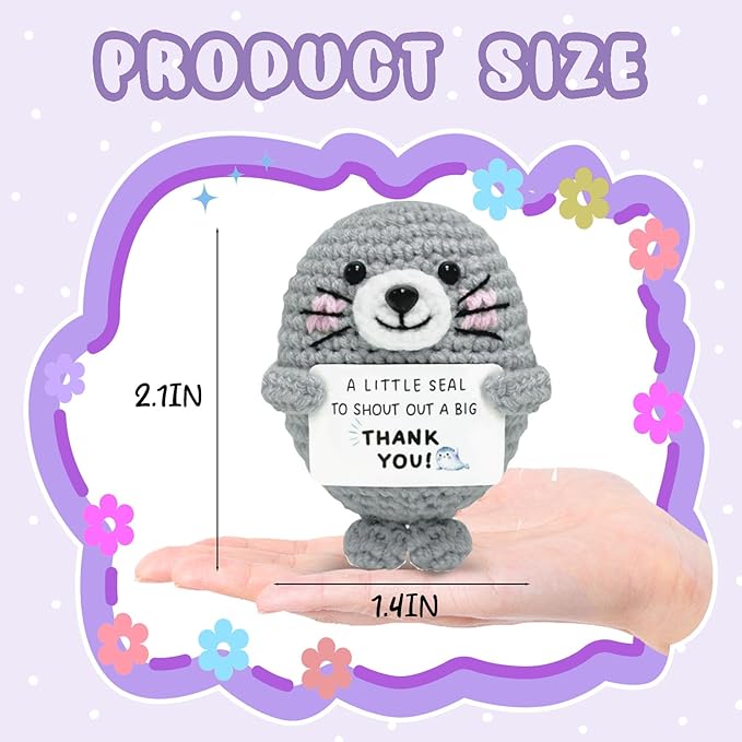 Funny Handmade Crochet Seal for Women Men, Positive Emotional Support Seal, Valentine's Day Gift, Birthday Basket Gift for Home Decorations