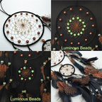 Dream Catchers with Luminous Beads Dream Catchers for Adults Handmade Native American Hanging Wall Decor Ornament for Bedroom Brown