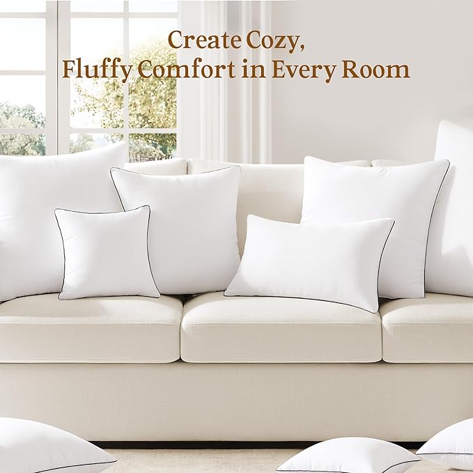 puredown® 22x22 Pillow Inserts Set of 2, Full Fluffy Down Alternative Decorative Pillows, Soft Plush Throw Pillows for Couch, Sofa, Bed and Home Decor
