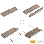 HOOBRO Floating Shelves, Wall Shelf Set of 3, 47.2 Inches Hanging Shelf with Raised Edge and Invisible Brackets, for Bathroom, Bedroom, Kitchen, Office, Living Room Decor, Greige BG92BJ01