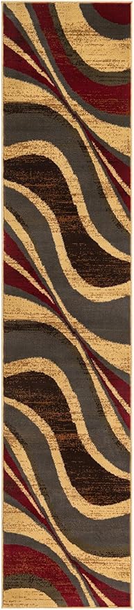 Unique Loom Barista Collection Area Rug - Ngada (2' 2" x 10' Runner, Beige/Red)