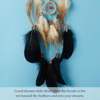 Pretty Jolly Indian Small Camel Brown Dream Catchers Wall Decor Handmade Feathers Native Mini Dreamcatchers Home Decoration Ornament for Bedroom Birthday Party-2 Rings