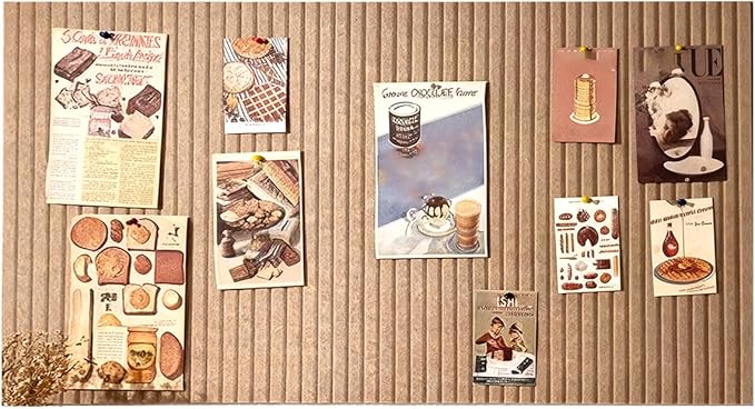 24x16 inches Large Bulletin Board, Decorative Felt Pin Board, 0.35“ Thick Foldable Photo Display Board with Self-Adhesive Tape, Vision Board for School Home Kitchen Office Walls - Dark Camel
