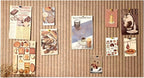 24x16 inches Large Bulletin Board, Decorative Felt Pin Board, 0.35“ Thick Foldable Photo Display Board with Self-Adhesive Tape, Vision Board for School Home Kitchen Office Walls - Dark Camel
