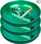 3Pcs Green Ashtray Sets, Ash Tray for Cigarettes and Cigar, Round Large Size Plastic Ashtrays, for Indoor Outdoor Home Office Patio Restaurant Bar Hotel Use (Set of 3 Green)