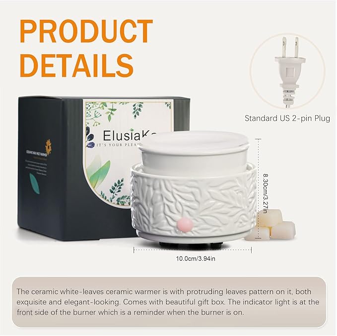 Electric Wax Melt Warmer with Silicone Liner, 3-in-1 Ceramic Scented Wax Burner for Home Aromatherapy, Fast Melting Fragrance Warmer for Essential Oils & Wax Cups, Flame for Women,