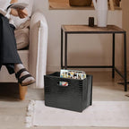 HofferRuffer Magazine Basket Holder, Foldable Magazine Rack, Document File Holder Organizer, File Folder, Newspaper Storage Bin Organizer for Home or Office (Black Croco)