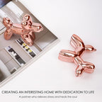 Notakia Cute Ceramics Pink Balloon Dog Statue Crafts Living Room Desktop Decorations,Handmade Modern Small Ceramic Animal Statue Ornament Home Decor Accents (Pink Balloon Dog)